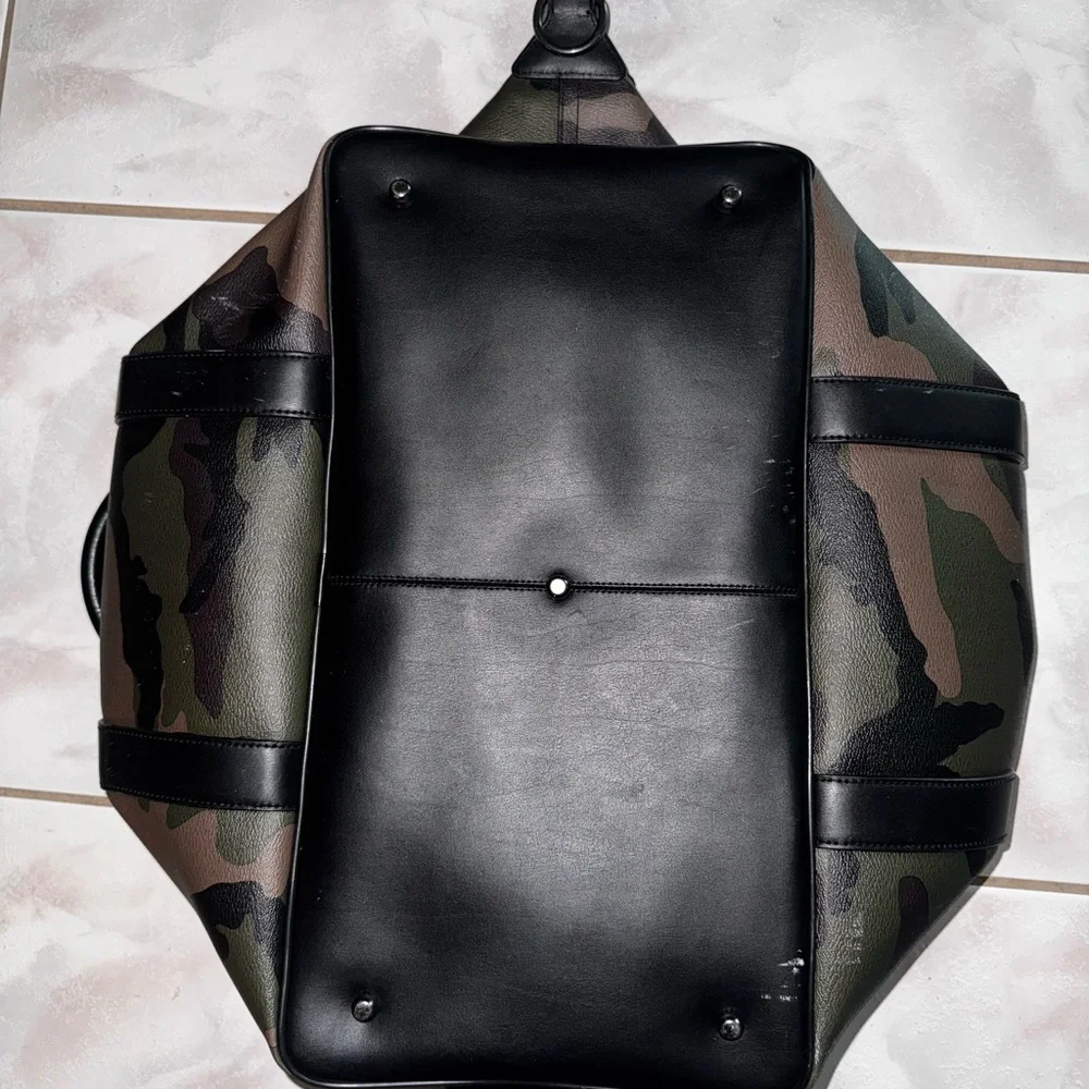 Coach Camouflage Leather-Trim Duffel in Green and Brown